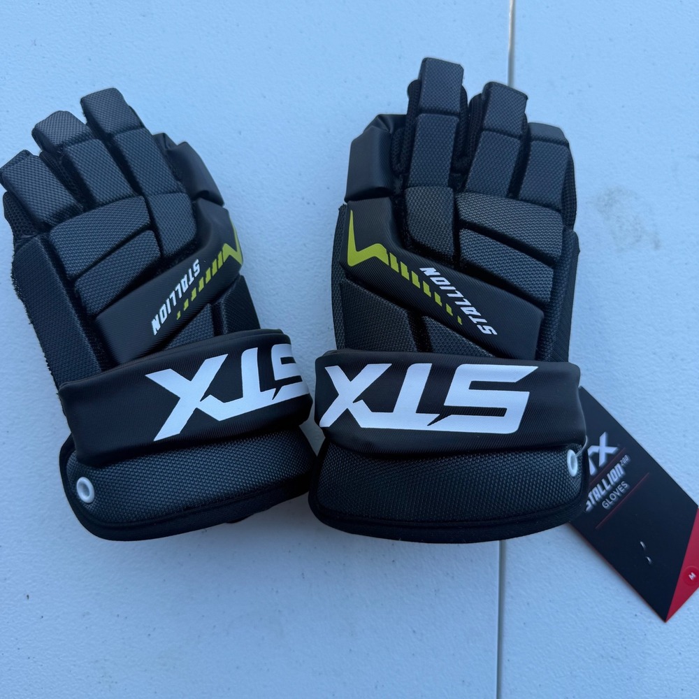 STX Stallion 200 Lacrosse Gloves Black Neon Yellow Size Med GE SL2F 02 BY/BY DK